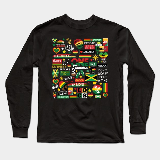 Jamaica One Love Culture Pattern Long Sleeve T-Shirt by blackartmattersshop